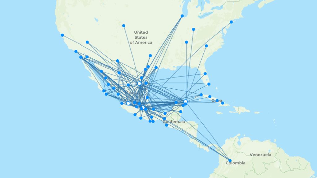 Viva Aerobus routes 2024 map with all flights Flight Routes